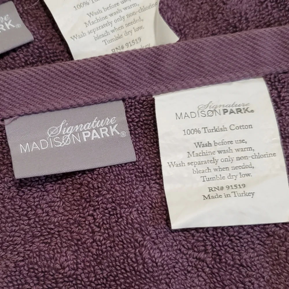 Madison Park Signature Set of 2 Luxurious Turkish Cotton Washcloth Dusty Purple
